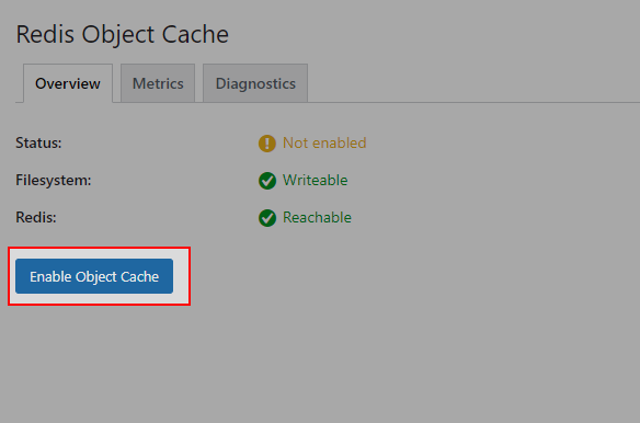 Redis object cache plugin pre WordPress